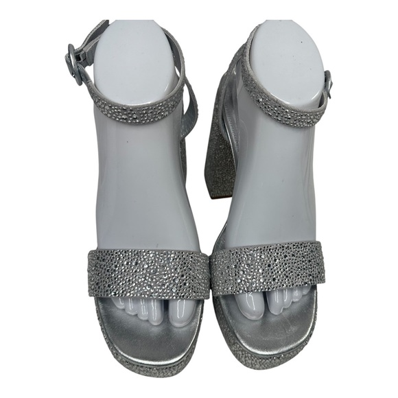 Larroude Dolly Silver Crystal Platform Sandal Heels. Sz: 9.5 - Picture 5 of 11